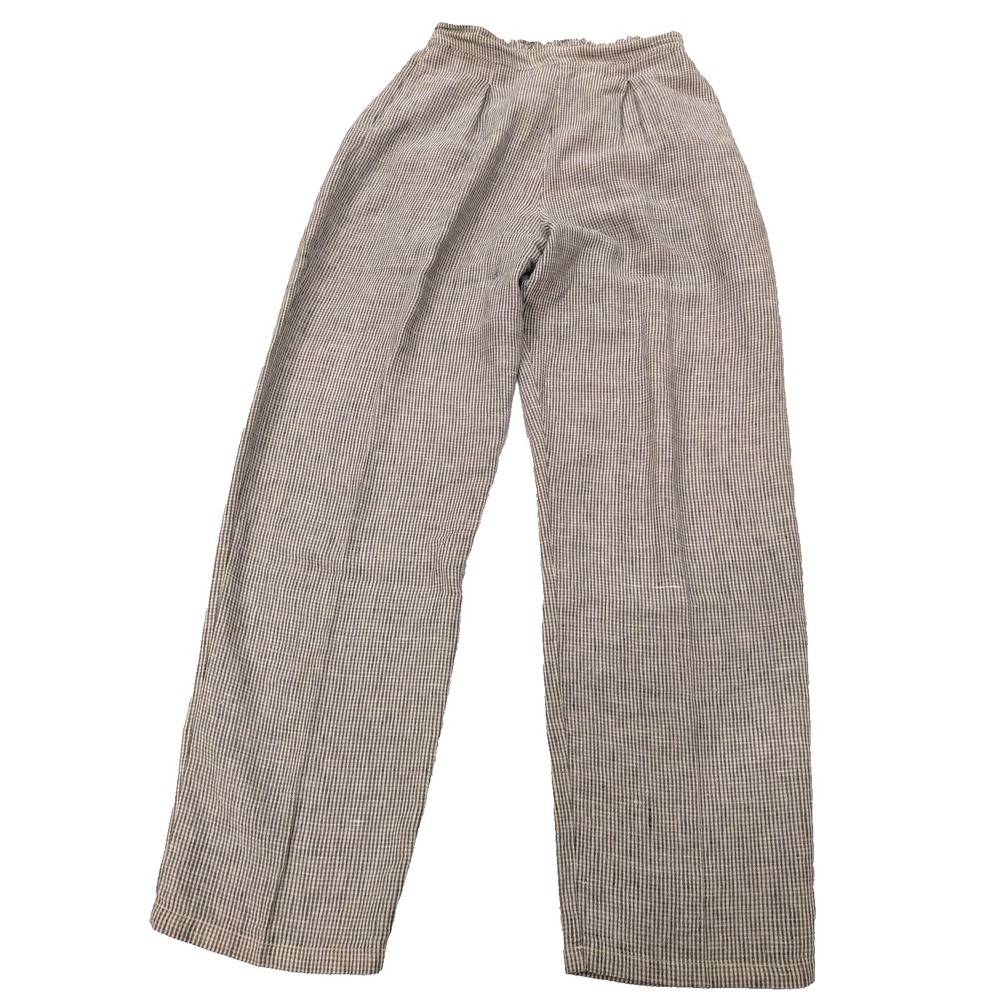 Willow Pants Womens Medium Grey White Striped 100% Linen High Rise Made USA